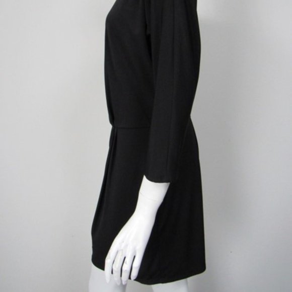EUC [Trina Turk] Solid Black, 3/4 Sleeve, Knee-Length Draped Dress Womens Sz 6 - Picture 3 of 16
